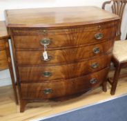 A Regency mahogany bowfront chest with brushing slide W.100cm