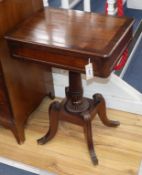 A George IV mahogany and rosewood cross-banded rectangular work table, fitted single drawer, on