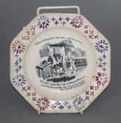 A Victorian octagonal pottery dish celebrating 'My Grandfather', 18cm