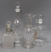 A silver-mounted claret jug and three other items