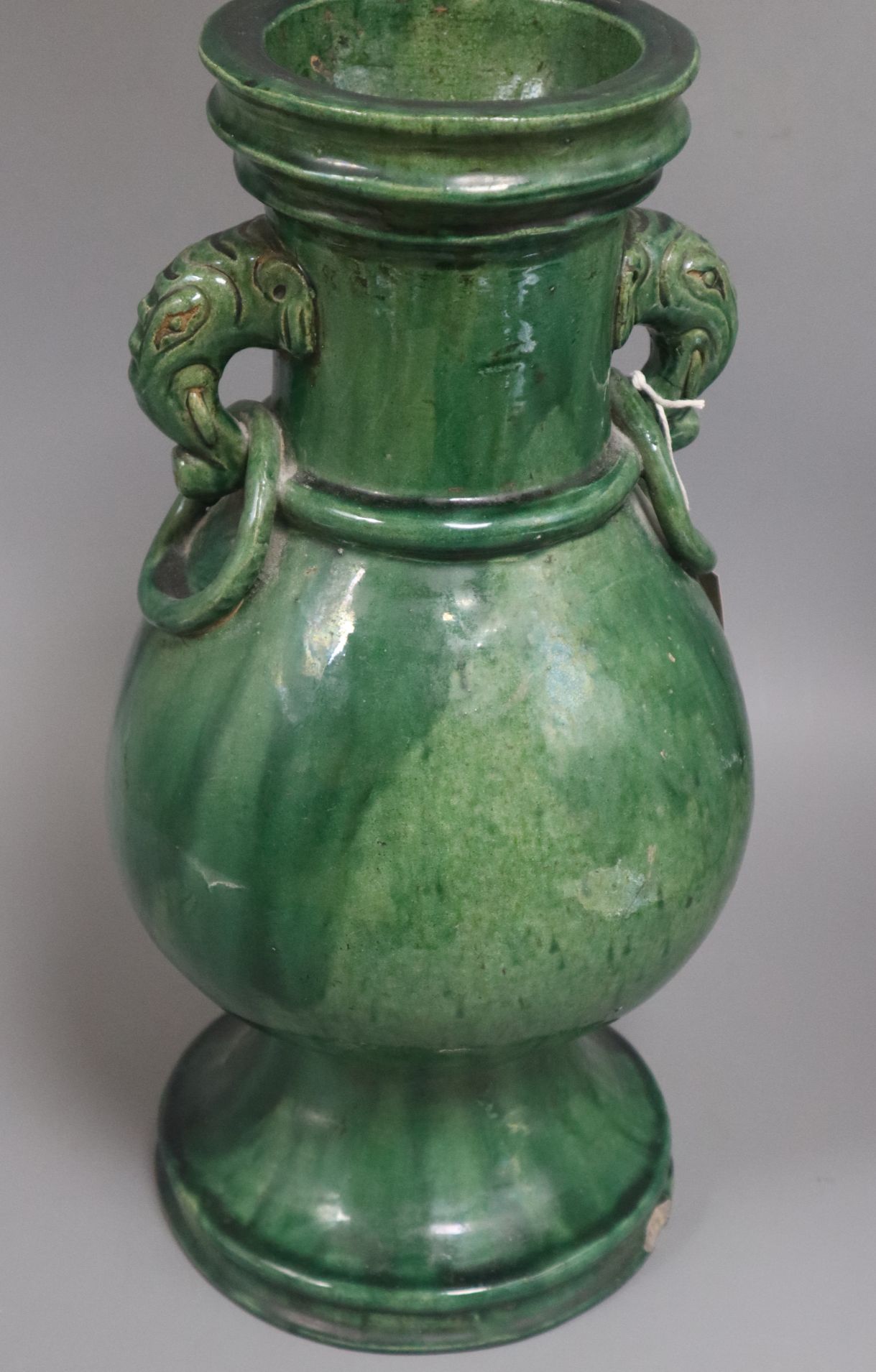 A Chinese green-glazed pottery vase, 18th/19th century height 37cm - Image 2 of 2