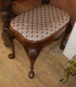 A George I style walnut dressing stool