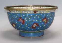 A large Oriental cloisonne enamel footed 'dragon' bowl diameter 30.5cm