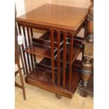 An Edwardian mahogany revolving bookcase W.50cm