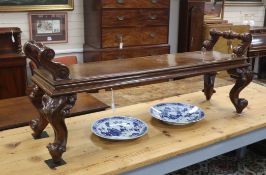 A Victorian mahogany window seat W.146cm