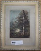 Jan Adam Zandleven (1868-1923) oil on card, Birch tree in a landscape, indistinctly signed, 18 x
