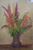 William Affleck (1868-1943) aka William Carruthers, 'Lupins', signed, oil on canvas (mounted,