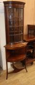 A George III mahogany bowfront wash stand, with corner cabinet top H.164cm