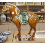 A large Chinese Tang style sancai model of a horse height 80cm