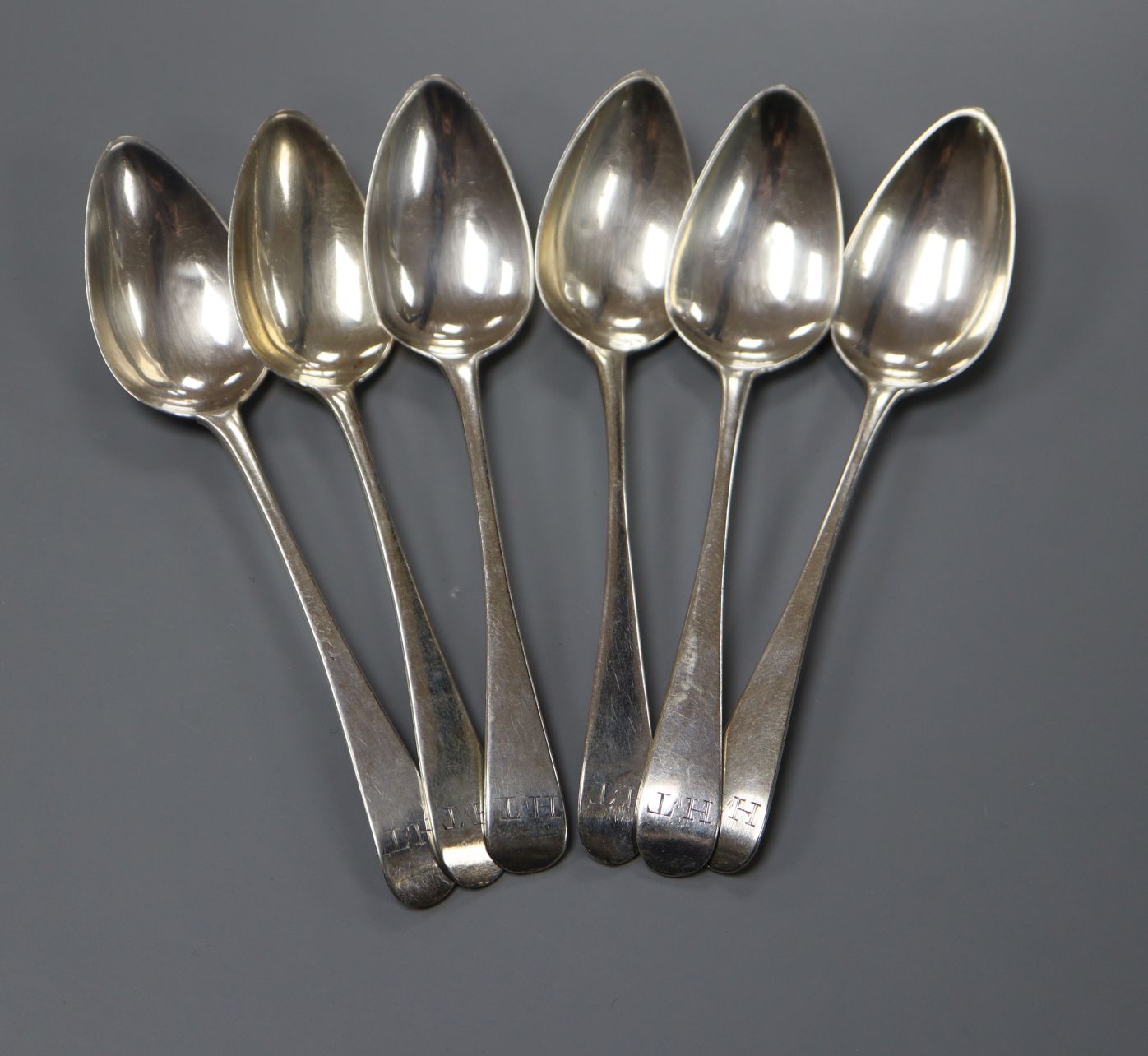 A set of six George III silver Old English pattern teaspoons by Peter & William Bateman, London,