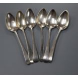 A set of six George III silver Old English pattern teaspoons by Peter & William Bateman, London,