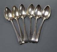 A set of six George III silver Old English pattern teaspoons by Peter & William Bateman, London,