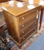 A small Edwardian design satinwood banded mahogany chest W.60cm