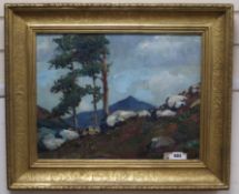 Continental School, oil on canvas, Mountain landscape, 38 x 49cm
