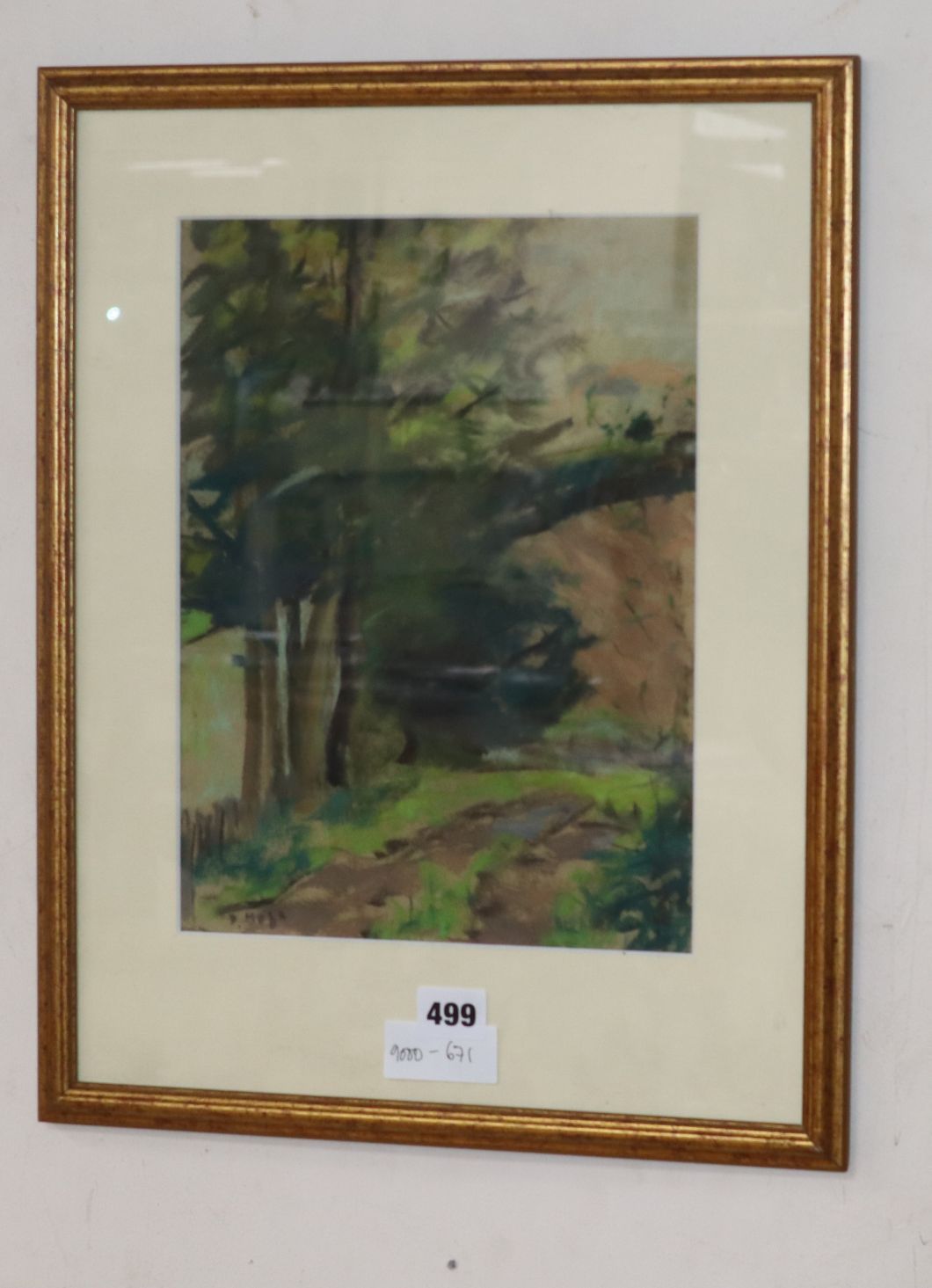 Paul Maze (1887-1979) pastel, Study of trees beside a path, signed, 31 x 23cm