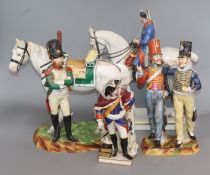 Four Continental porcelain military figures, late 19th/early 20th century including Rosenthal, Crown