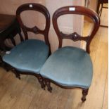 A set of four Victorian mahogany balloon back dining chairs and an oak gateleg table