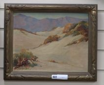 Harry Nelson Tillcock (1882-1973), oil on board, Californian desert scene, signed, 29 x 37cm