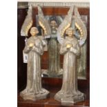 A pair of gilt plaster angels height 48cm