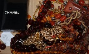 Mixed costume jewellery including amber, coral etc.