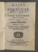 Bautista de Castro, Jao - Mappa de Portugal antigo, a moderno, 5 parts in 3 vols, 8vo, burred