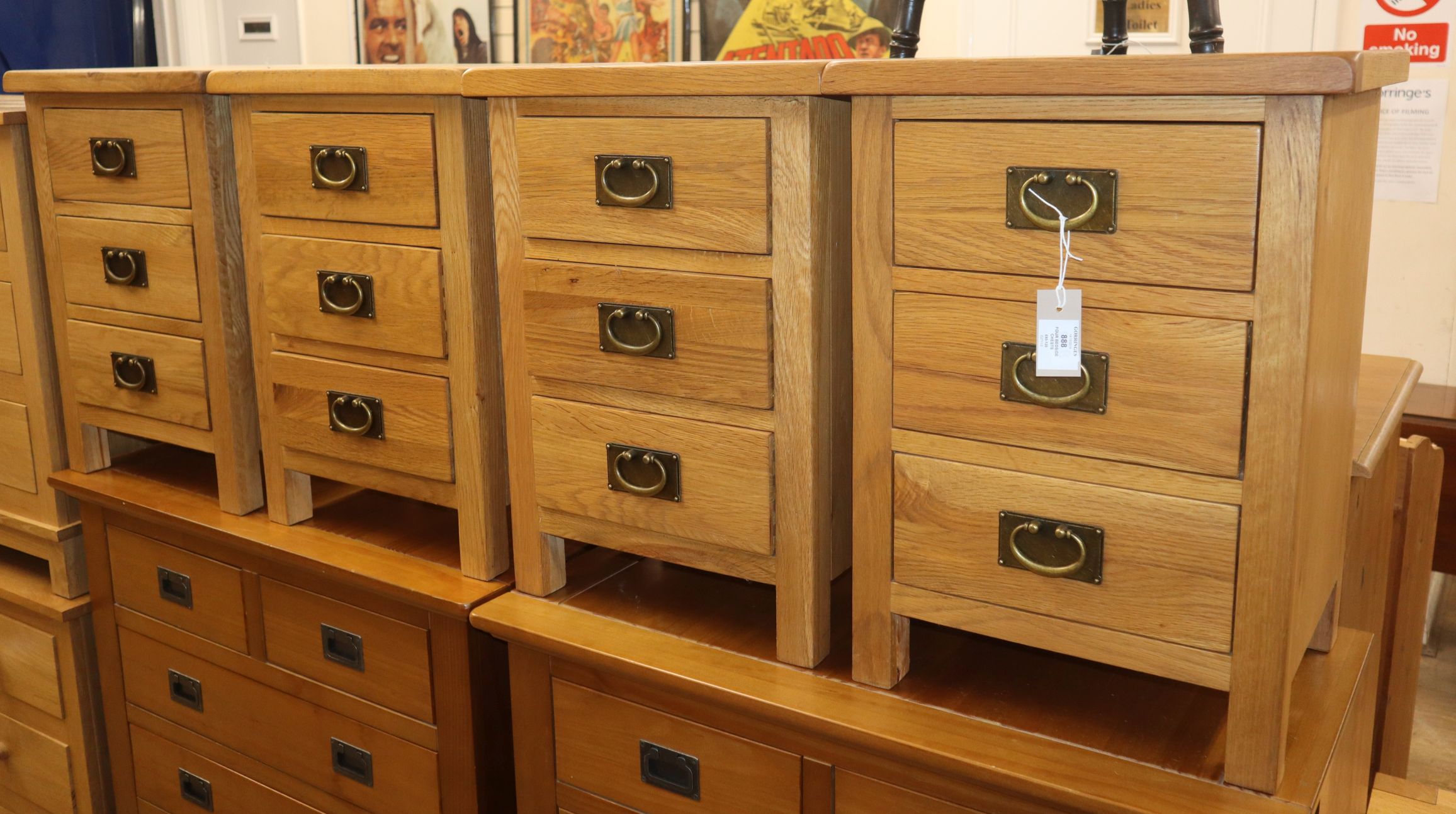 Four modern military style bedside chests W.42cm