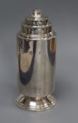 An Art Deco silver sugar caster, by Hicklenton & Phillips, London, 1938, 14.8cm, 7.5 oz.