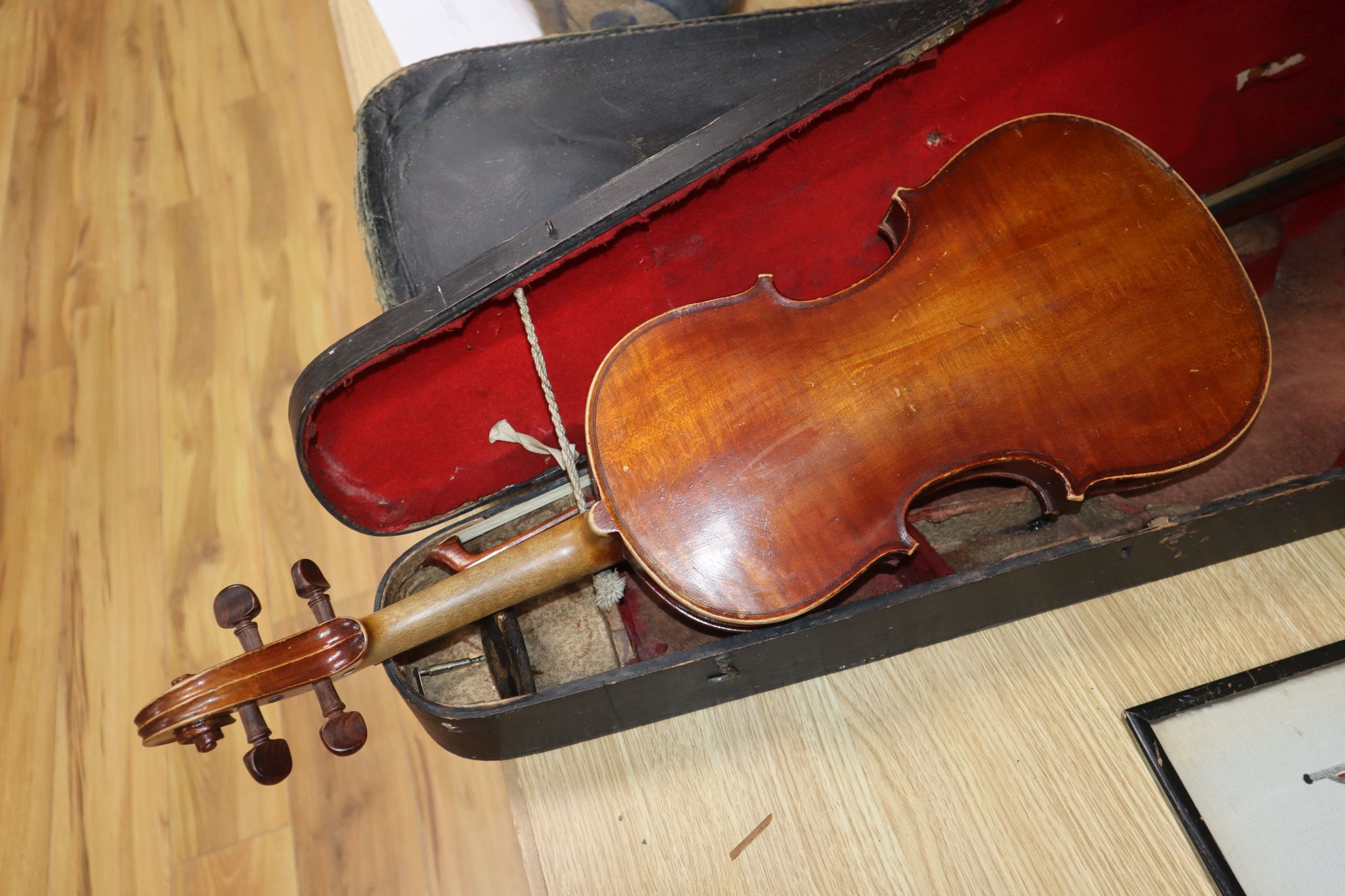 Two cased violins, one by Louis Fricot, Poussay dated 1935?, - Image 14 of 18