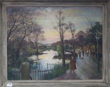 A group of assorted pictures including a John Emms gouache of Arundel and an oil landscape by