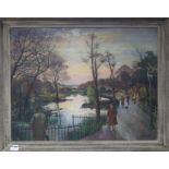 A group of assorted pictures including a John Emms gouache of Arundel and an oil landscape by