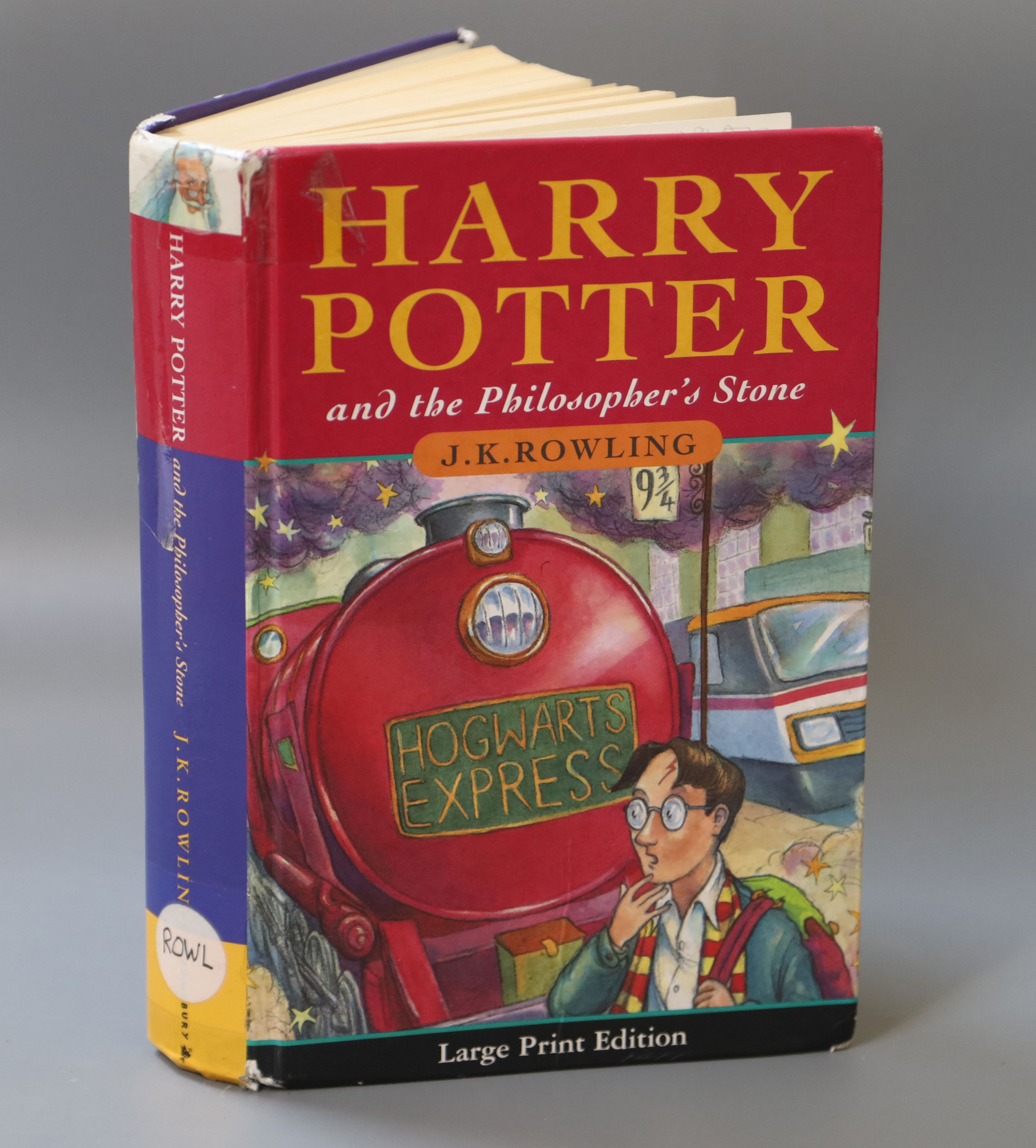 Rowling, J.K. - Harry Potter and the Philosopher's Stone, 1st edition in large print, ex. Library,