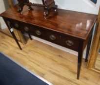 A Georgian banded mahogany three drawer side table W.126cm