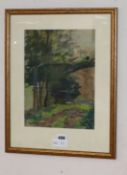 Paul Maze (1887-1979) pastel, Study of trees beside a path, signed, 31 x 23cm