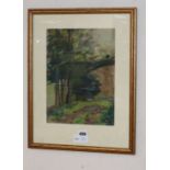 Paul Maze (1887-1979) pastel, Study of trees beside a path, signed, 31 x 23cm