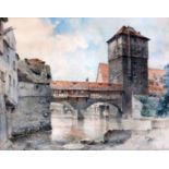 Lorenz Ritter (German 1832-1921), watercolour, Henbergsted, Nuremberg, signed, 50 x 62cm