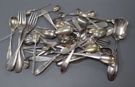 A quantity of mixed Continental flatware including plated and German and Dutch white metal.