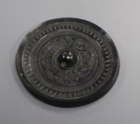 A Chinese hardstone mirror, probably Han ex John Hilliard collection dynasty