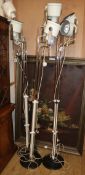 Three Italian white and chrome lamp standards H.200cm approx.