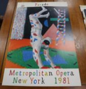David Hockney, poster 'Parade' Metropolitan Opera, New York 1981, 96.5 x 61cm, unframed