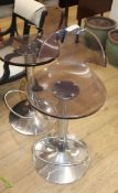 A pair of contemporary Danish design perspex and chrome bar stools