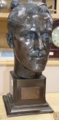 A bronze portrait bust 'The Withy Shaw Wonder' by Teddy Palmer height 43cm