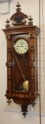 An early 20th century Vienna style regulator wall clock H.approx. 150cm