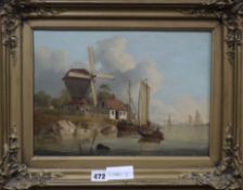 Attributed to John Thomas Serres (1759-1825), oil on canvas, Windmill on the East Coast, signed