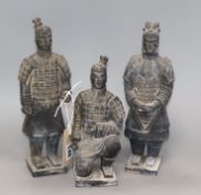 Three terracotta figures of soldiers tallest 27cm