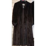 A dark brown mink full length coat by Ross Furryers Ltd