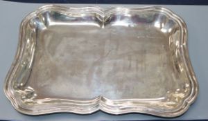 A 925 sterling shaped rectangular dish, 39.3cm, 40 oz.