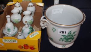 A Herend planter bells and miniature vases etc (9)