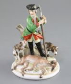 A Meissen group of a huntsman with hounds and prey, 19th century, incised model no. '223',