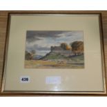 David West (1868-1936), watercolour, 'Duffus Castle' signed, 14 x 20cm.