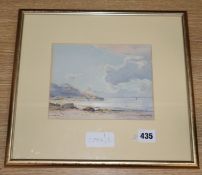 David West (1868-1936), watercolour, "Scottish seascape" , signed, 14 x 20cm